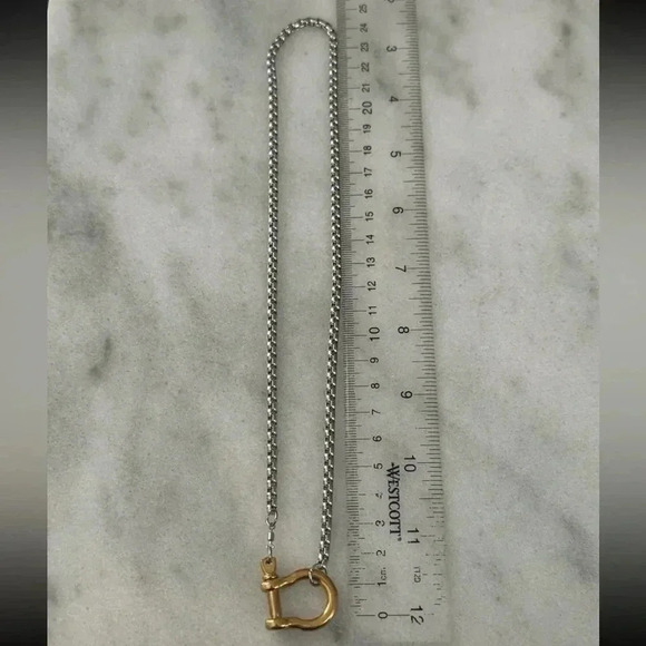 COPY - COPY - COPY - COPY - Gold Chain Two Tone Silver Horse Bit Chunky Necklace - Picture 4 of 4
